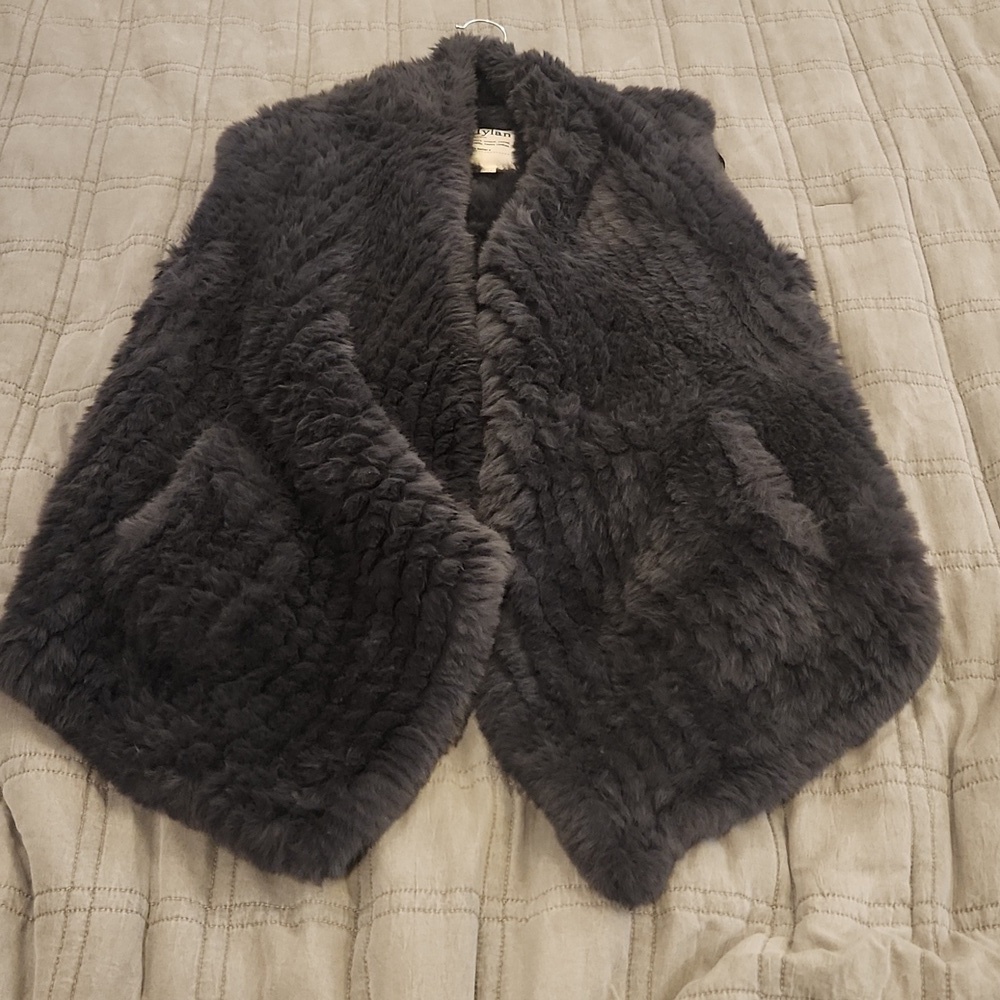 Dylan Dark Blueish Gray Faux Fur Vest Size L, Perfect Condition!